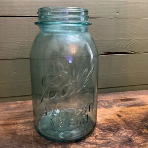 Antique Ball Blue Aqua Mason Jar 7.5” Vintage Glass Canning Jar